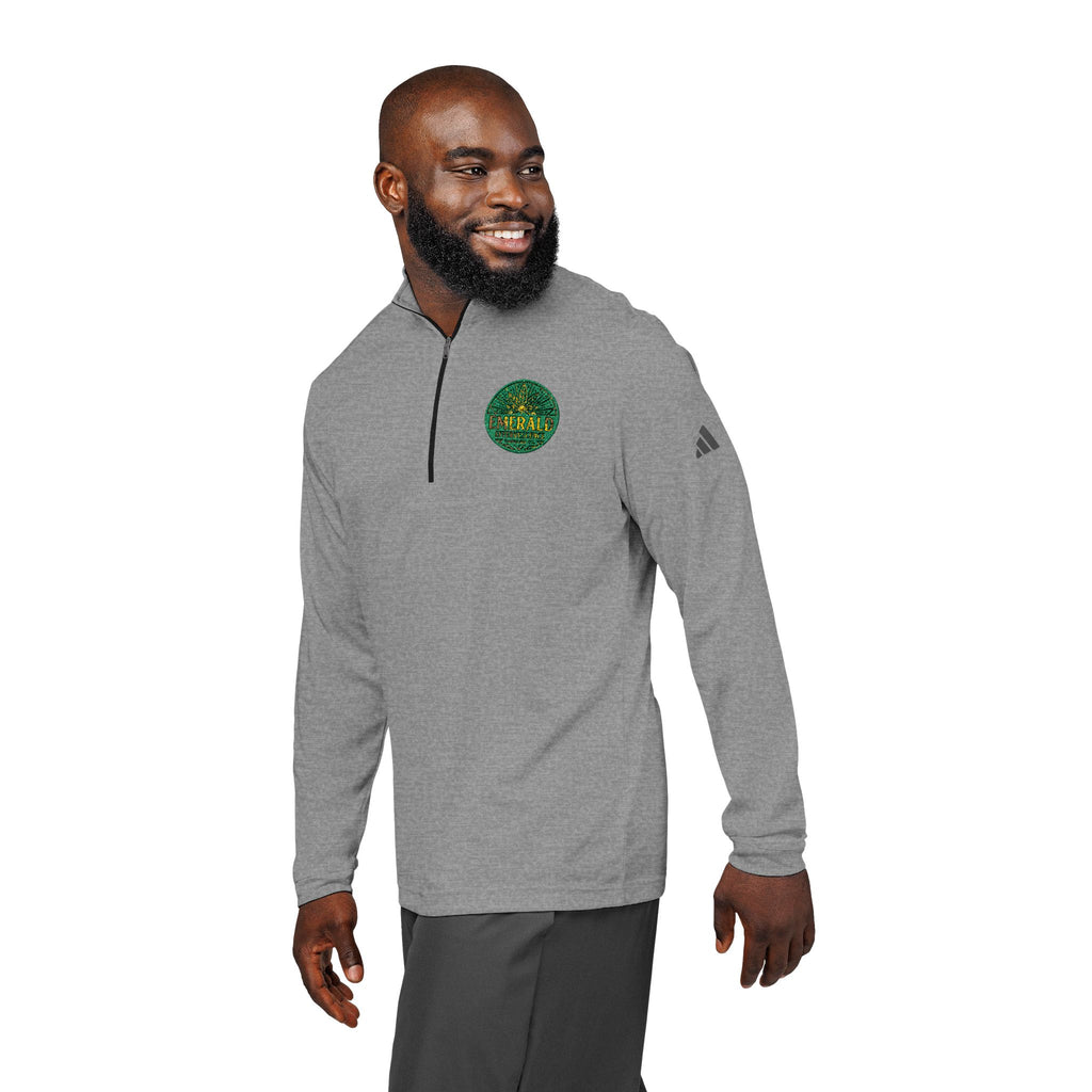 Emerald Effervescence Embroidered Adidas Quarter-Zip Pullover — Logo