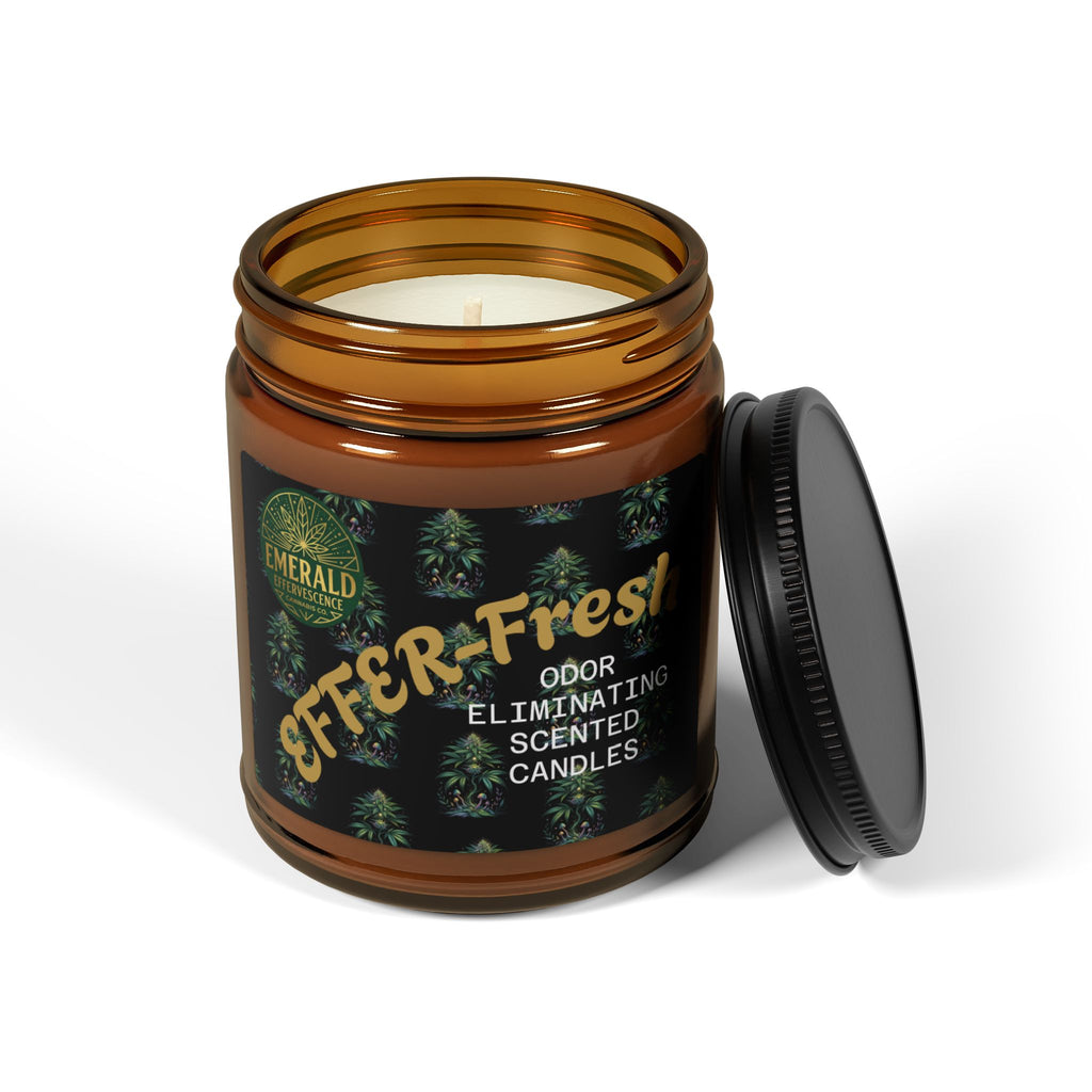 Emerald Effervescence: "EFFER-Fresh" Odor Eliminating Scented Candle - Amber Jar