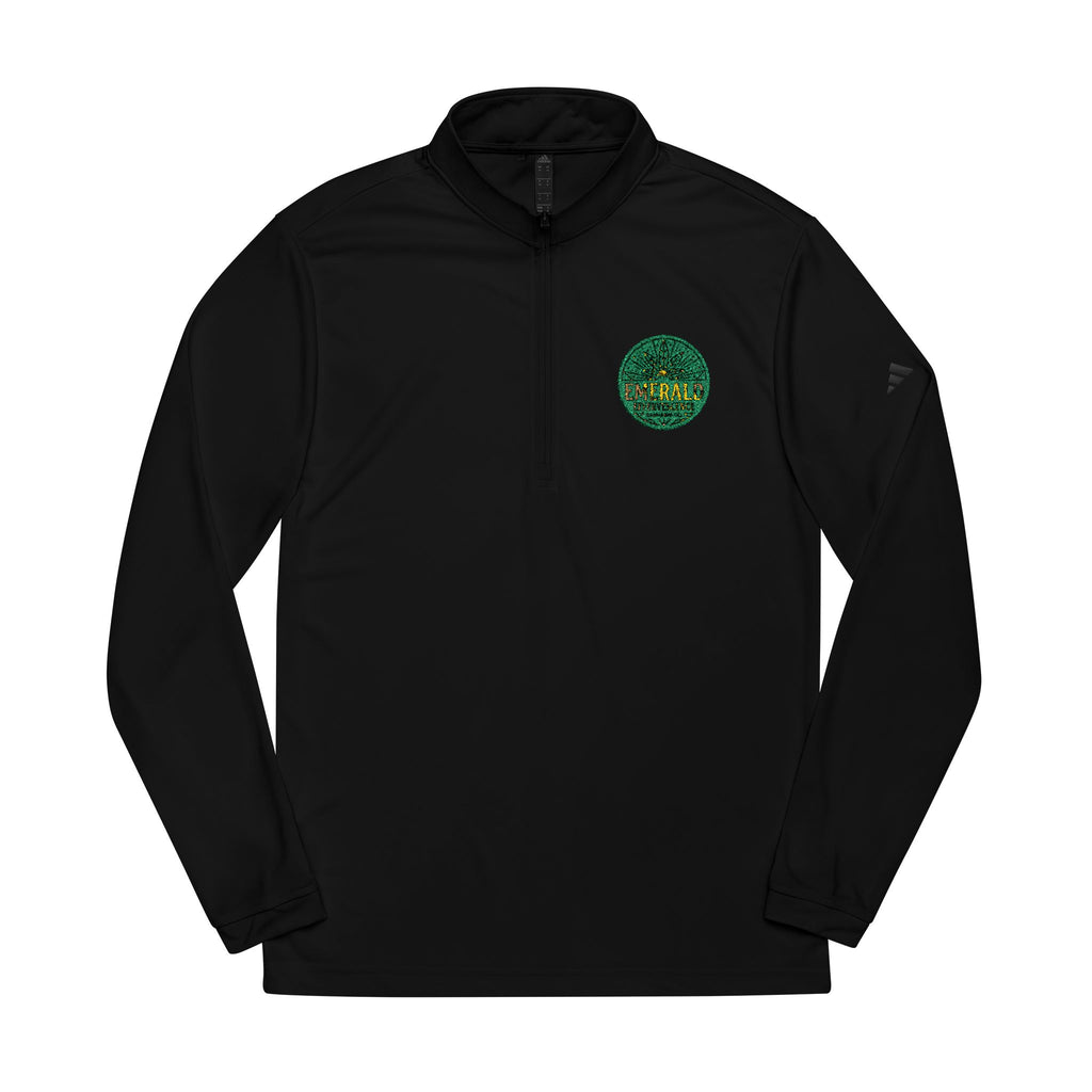 Emerald Effervescence Embroidered Adidas Quarter-Zip Pullover — Logo