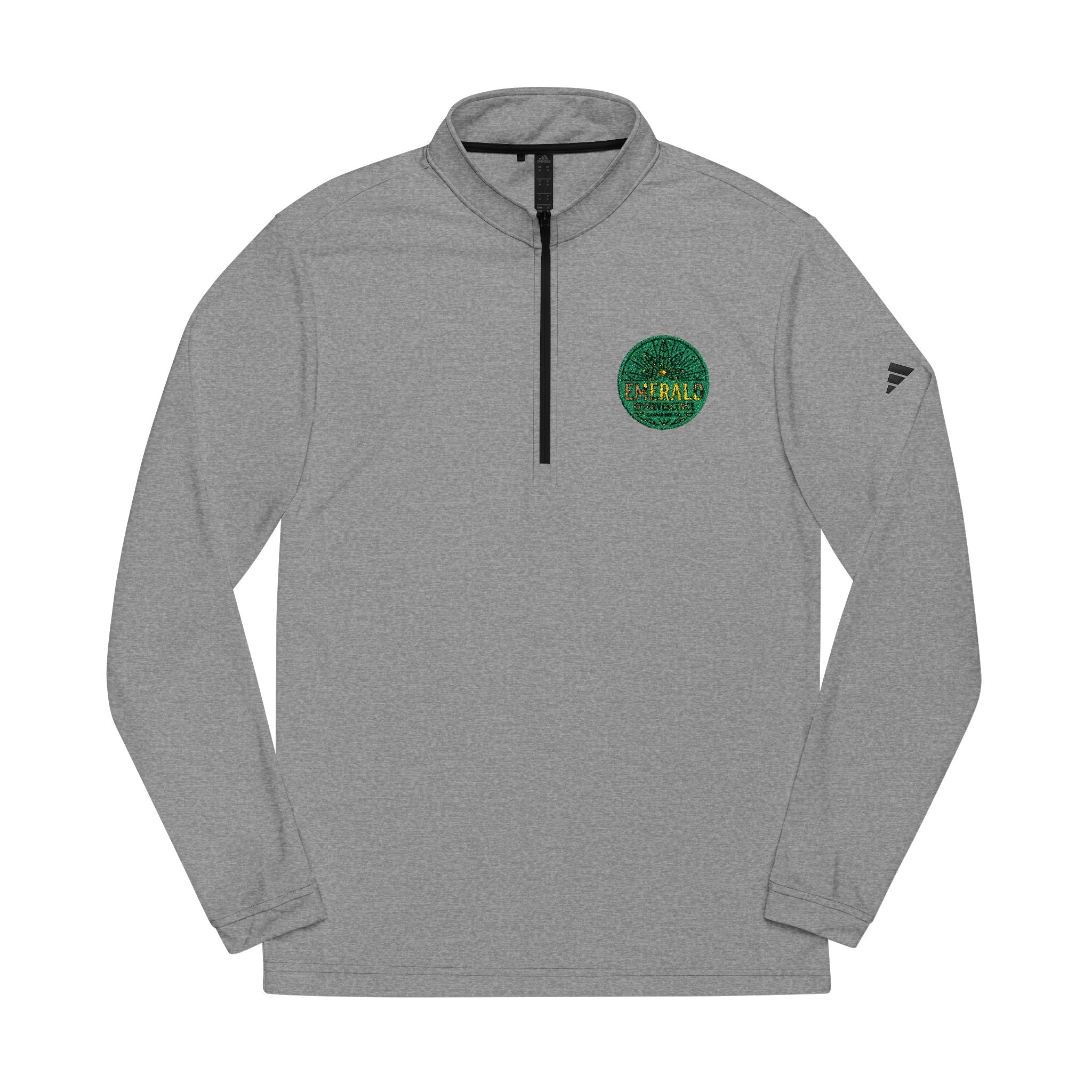 Emerald Effervescence Embroidered Adidas Quarter-Zip Pullover — Logo