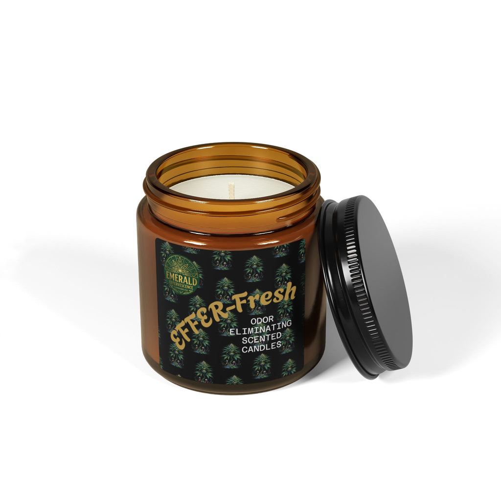 Emerald Effervescence: "EFFER-Fresh" Odor Eliminating Scented Candle - Amber Jar