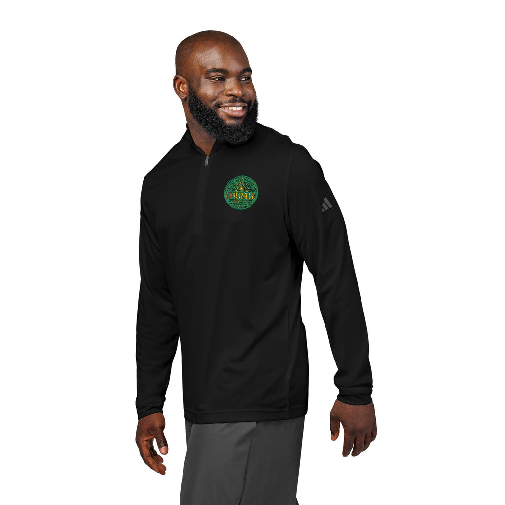 Emerald Effervescence Embroidered Adidas Quarter-Zip Pullover — Logo