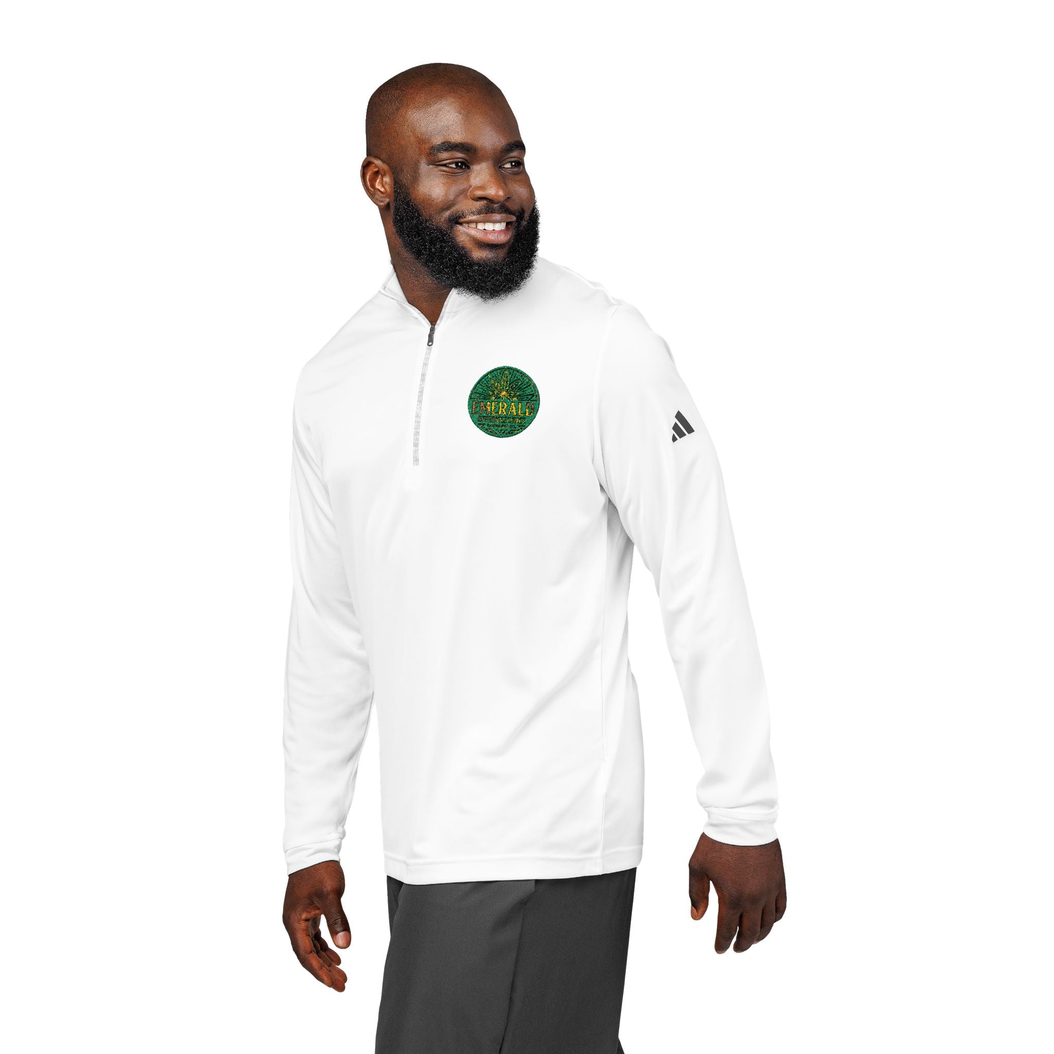 Emerald Effervescence Embroidered Adidas Quarter-Zip Pullover — Logo
