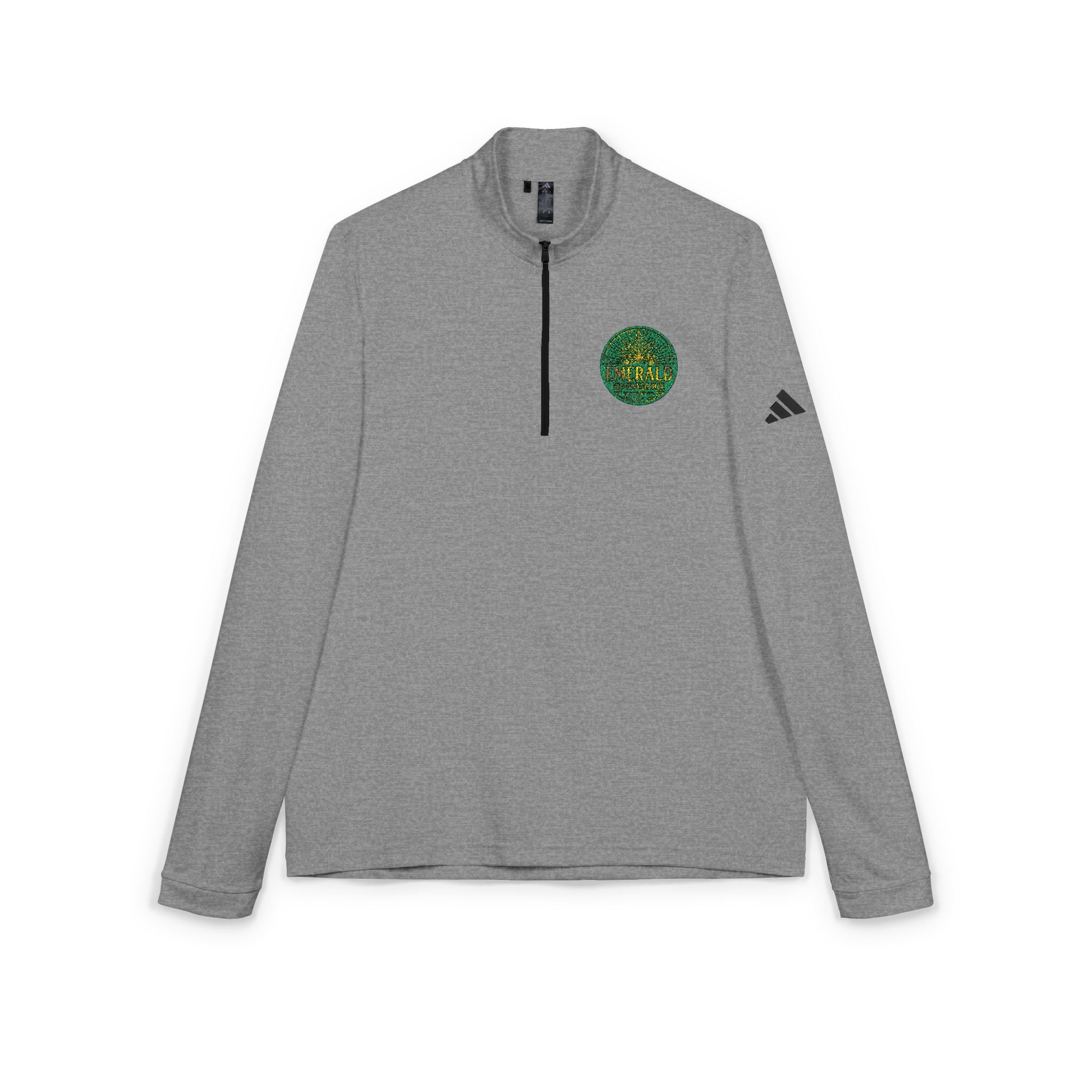Emerald Effervescence Embroidered Adidas Quarter-Zip Pullover — Logo